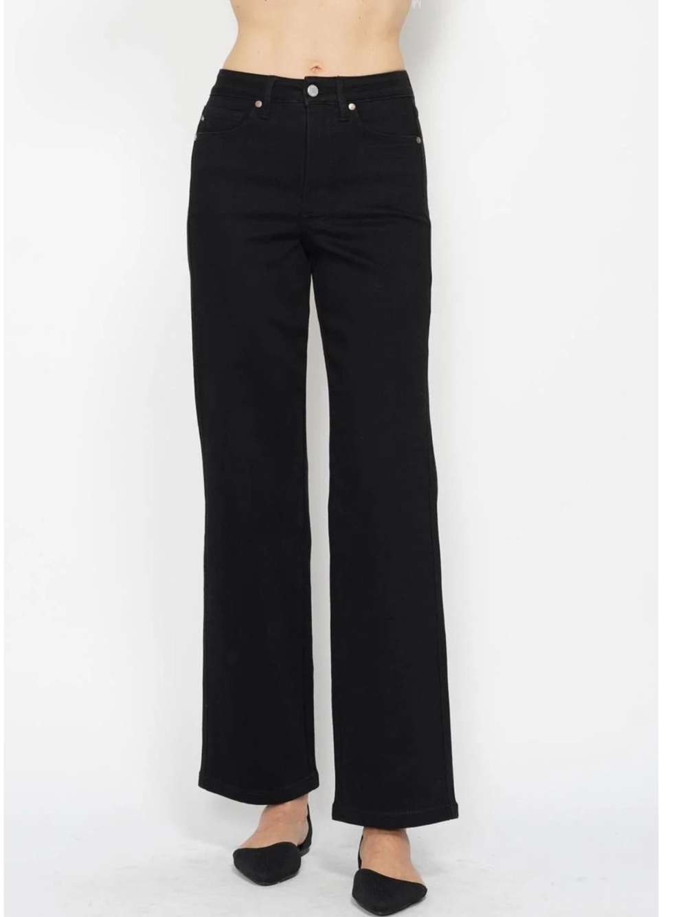 Judy Blue High Waist Tummy Control Black Classic Straight Denim Jeans